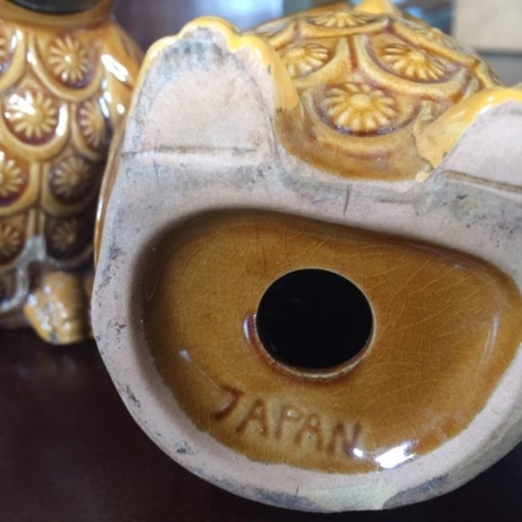 Vintage 70's Japan Ceramic Owl S&P Shakers Large - Picture 4 of 4